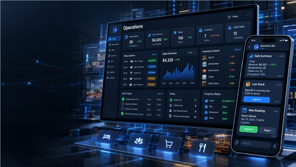 Property Management System connected to Telegram automation bots